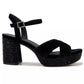 Sandálias femininas Kenneth Cole Reaction Reeva Criss Cross Platform, pretas, tamanho 9,5