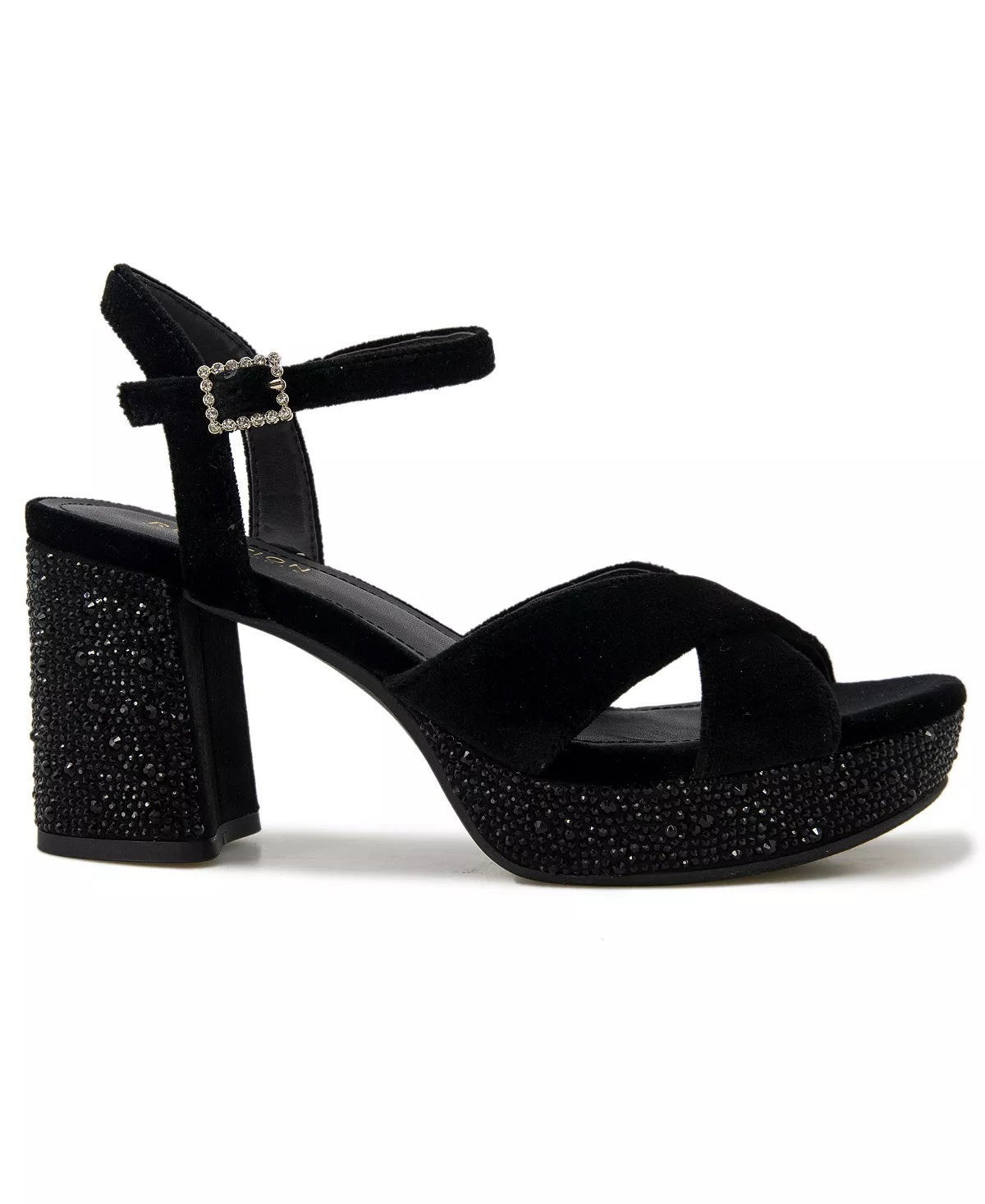 Sandálias femininas Kenneth Cole Reaction Reeva Criss Cross Platform, pretas, tamanho 9,5