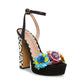 Sandálias femininas Milana Floral Betsey Johnson, pretas, tamanho 8 M