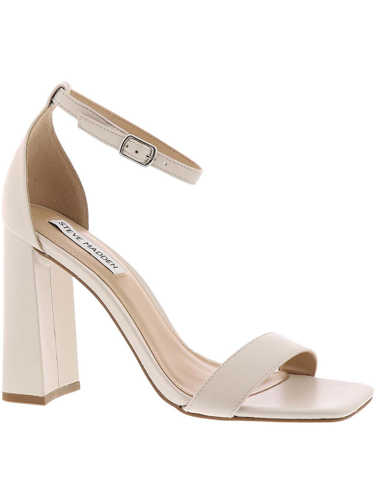 Sandália Steve Madden Tiaa com tira no tornozelo em couro de osso, tamanho 8