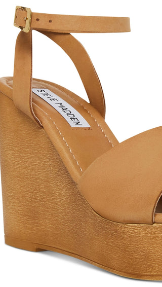 Sandálias femininas Steve Madden Welsh Wedge, marrom, tamanho 8 M