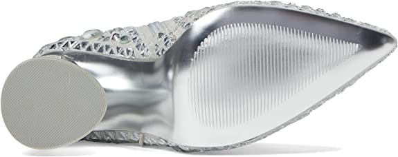 Steve Madden Vayle Feminino com Strass, Salto Carretel, Bico Fino, Botas de Cano Curto, Prateadas, Tamanho 7 M