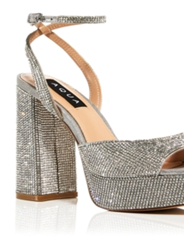 Sandálias de salto alto Lesly com tira no tornozelo Aqua femininas, brancas, tamanho 6,5 M