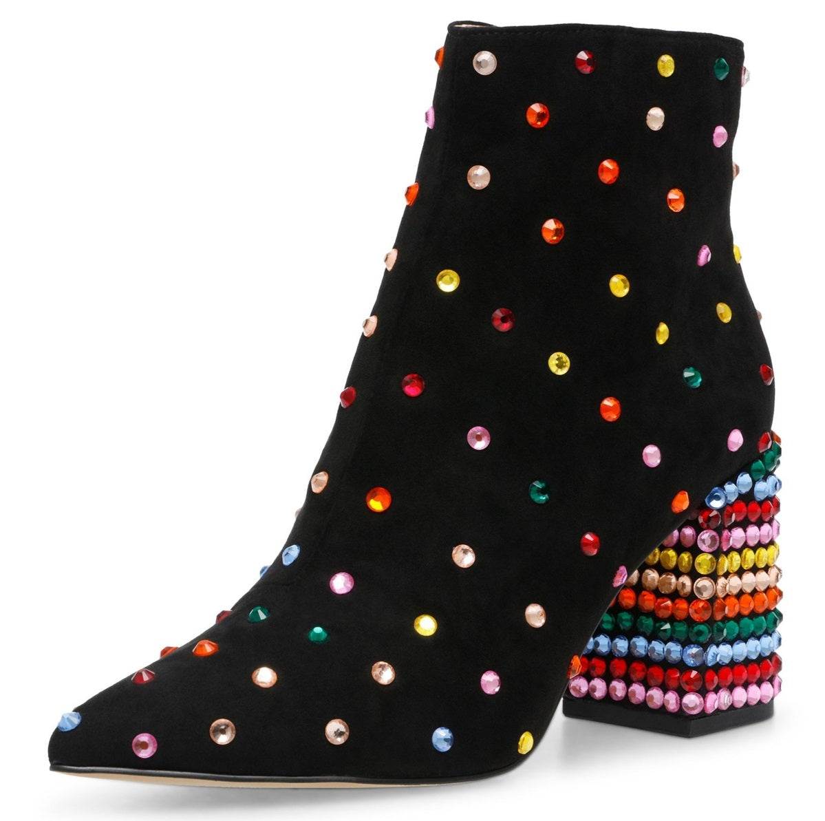 Botas femininas Betsey Johnson Kaydence com salto bloco, pretas, tamanho 7 M