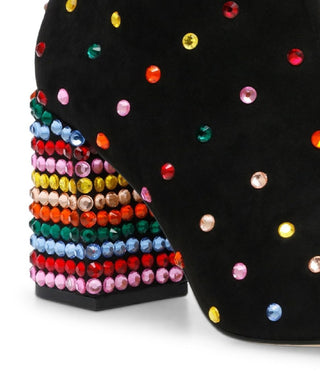 Botas femininas Betsey Johnson Kaydence com salto bloco, pretas, tamanho 7 M