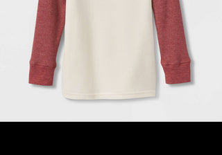 Camiseta infantil Cat &amp; Jack para meninos, gola redonda, manga comprida, tricô waffle, cor vinho, 2T