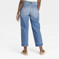 Calça jeans feminina vintage reta, cintura super alta, lavagem média, tamanho 12