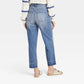 Calça jeans feminina vintage reta, cintura super alta, lavagem média, tamanho 12