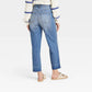 Calça jeans feminina vintage reta, cintura super alta, lavagem média, tamanho 4
