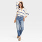 Calça jeans feminina vintage reta, cintura super alta, lavagem média, tamanho 2