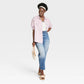 Calça jeans feminina vintage reta, cintura super alta, lavagem média, tamanho 2