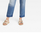 Calça jeans feminina vintage reta, cintura super alta, lavagem média, tamanho 2