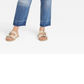 Calça jeans feminina vintage reta, cintura super alta, lavagem média, tamanho 10