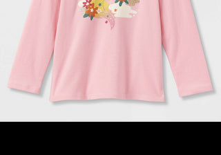 Camiseta estampada manga comprida Cat &amp; Jack para meninas, arco-íris, unicórnio, rosa, 5T