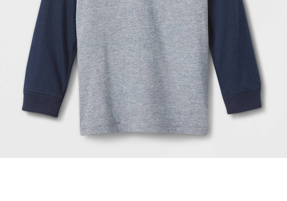 Camiseta de malha de manga comprida para meninos Cat &amp; Jack, gola redonda, azul marinho, tamanho 2T