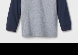 Camiseta de malha de manga comprida para meninos Cat &amp; Jack, gola redonda, azul marinho, tamanho 2T