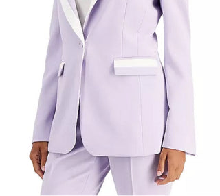 Blazer feminino Tahari ASL com acabamento contrastante roxo, tamanho 2