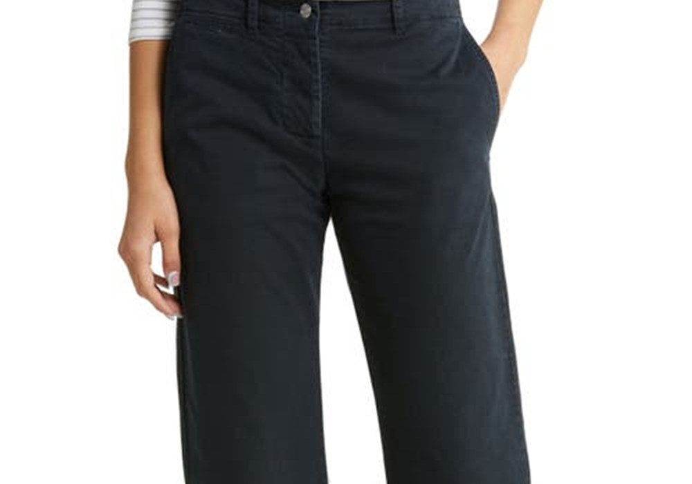 Calça de algodão elástico de cintura alta Nili Lotan Tomboy em azul marinho escuro, tamanho 6