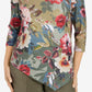 Blusa feminina Alfred Dunner assimétrica com manga 3/4 e estampa floral, verde, tamanho grande