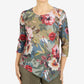 Blusa feminina Alfred Dunner assimétrica com manga 3/4 e estampa floral, verde, tamanho grande