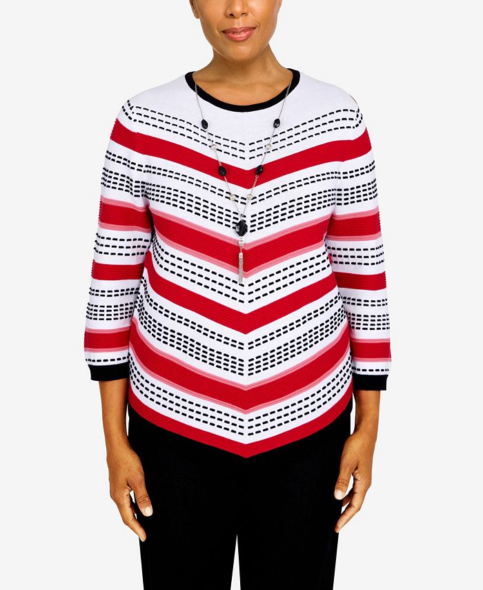 Alfred Dunner Suéter assimétrico xadrez texturizado feminino, tamanho grande, vermelho