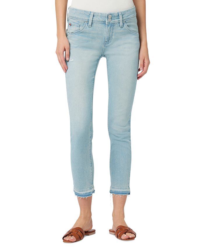 Calça jeans skinny cropped Collin Released Raw Hem da Hudson Jeans, feminina, azul, tamanho 30