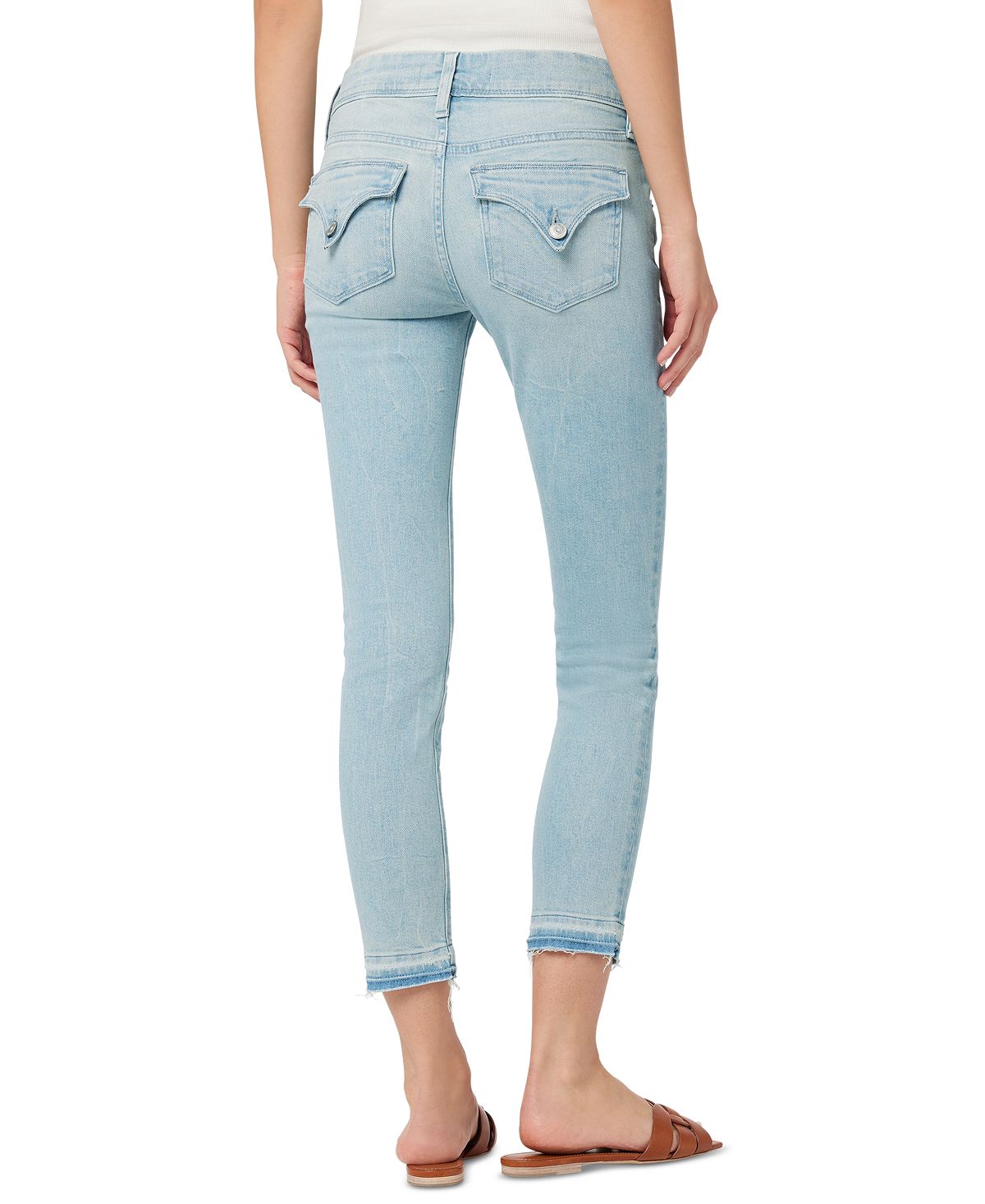 Calça jeans skinny cropped Collin Released Raw Hem da Hudson Jeans, feminina, azul, tamanho 30