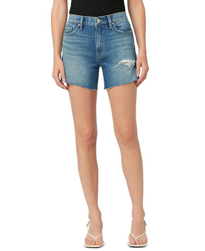 Hudson Jeans Shorts Jeans Feminino Devon Cintura Alta Rasgado Recortado Azul Tamanho 25
