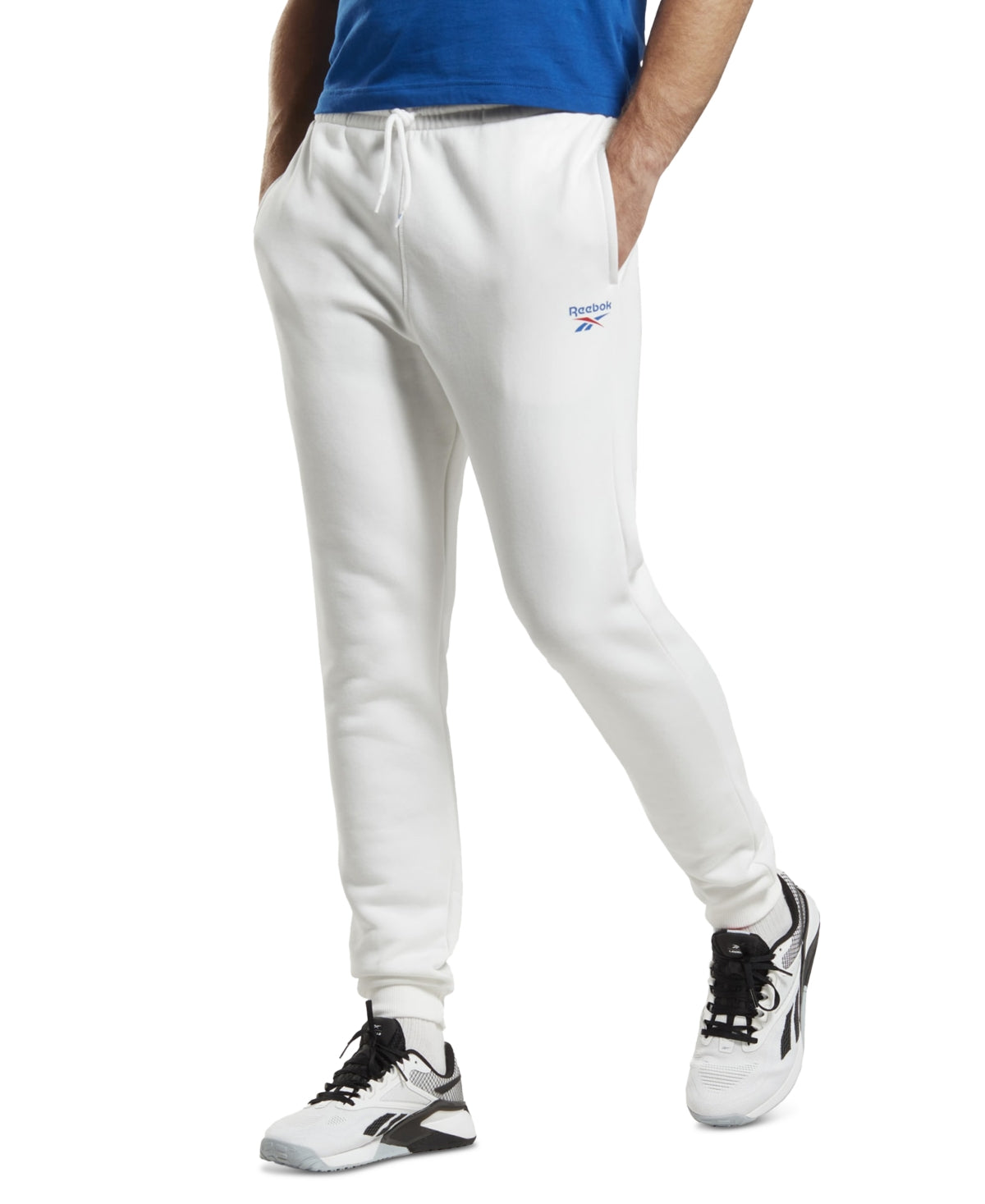 Calça de moletom Reebok Identity Classic Fit Fleece Masculina Branca Tamanho X-G