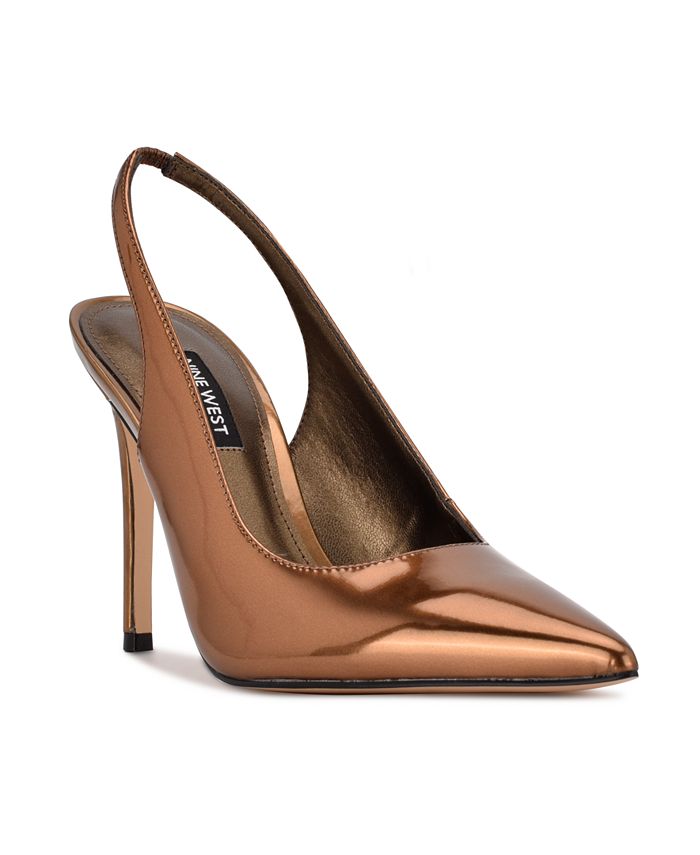 Nine West Sapatos Femininos Feather Slingback Bronze Tamanho 7,5 M