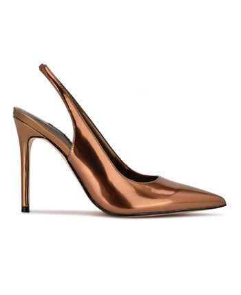 Nine West Sapatos Femininos Feather Slingback Bronze Tamanho 7,5 M