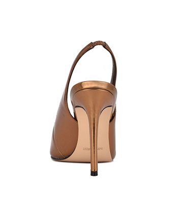 Nine West Sapatos Femininos Feather Slingback Bronze Tamanho 7,5 M