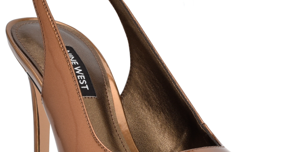 Nine West Sapatos Femininos Feather Slingback Bronze Tamanho 7,5 M