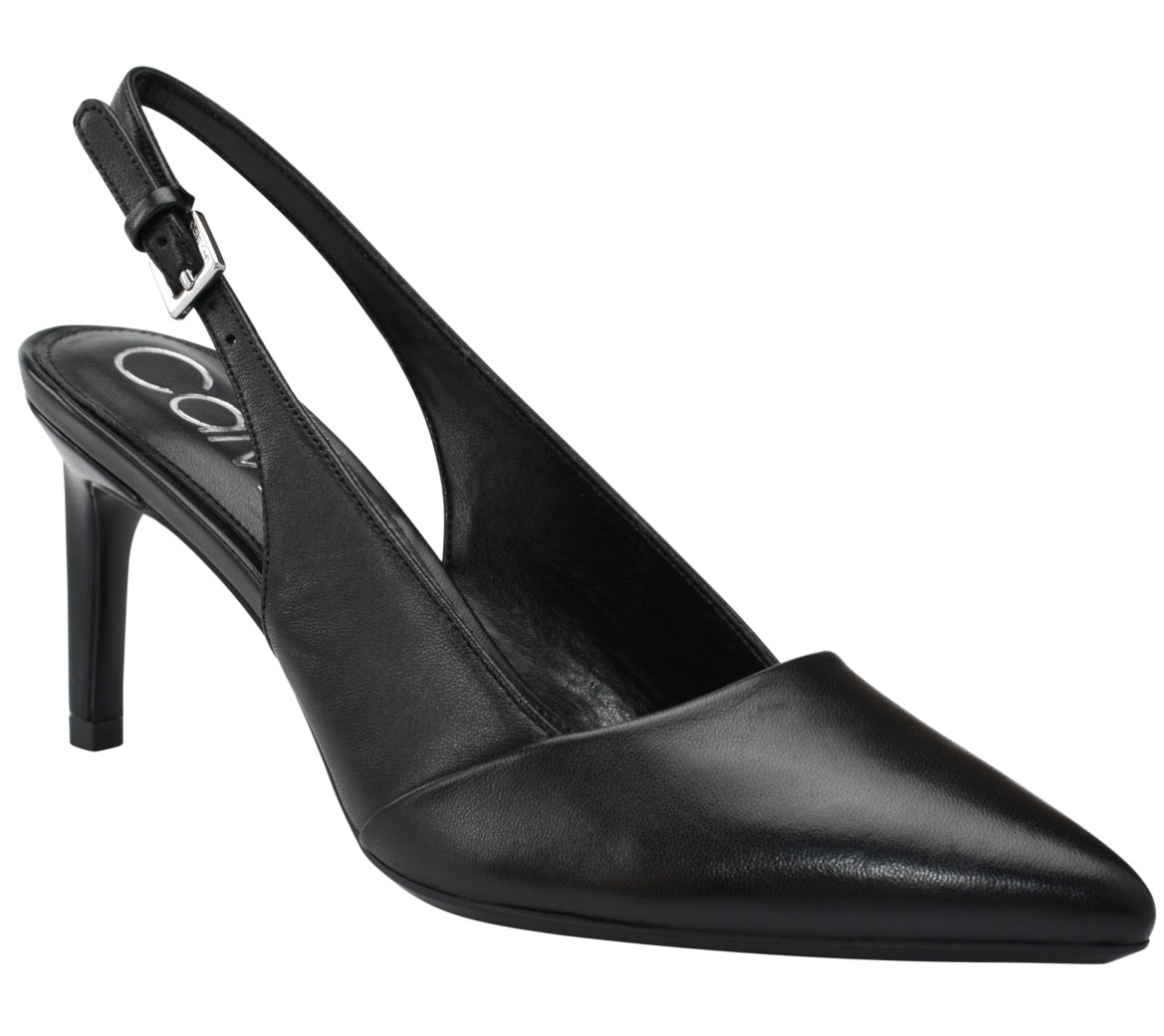 Calvin Klein Silvia Slingback Bico Fino Preto Tamanho 9,5M