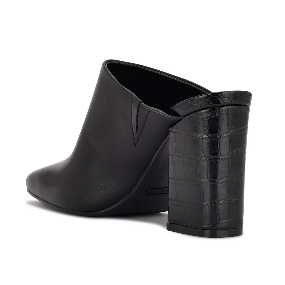 Sapatos femininos Nine West Ariane Square Toe Mule Pretos Tamanho 9 M