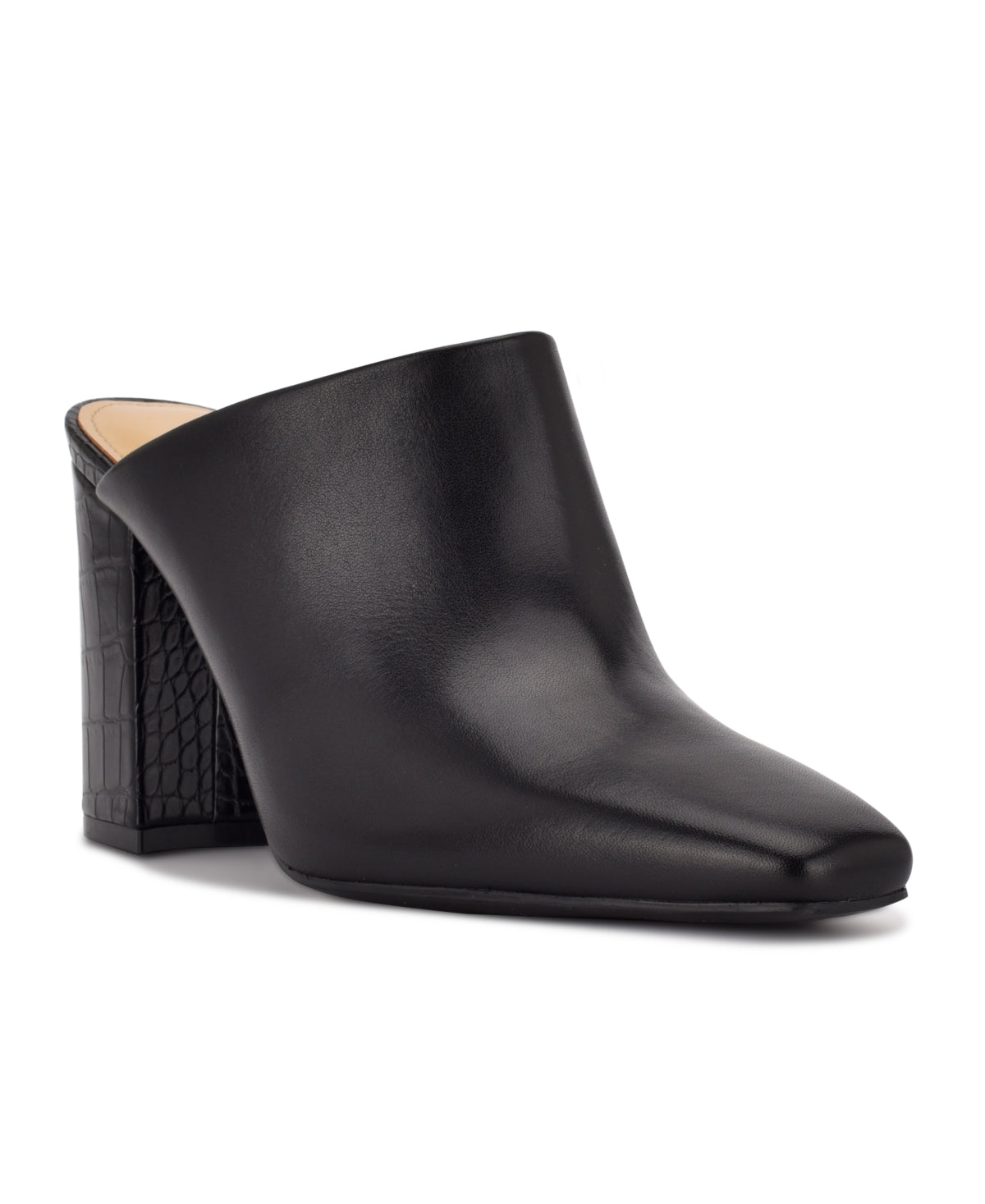 Sapatos femininos Nine West Ariane Square Toe Mule Pretos Tamanho 9 M
