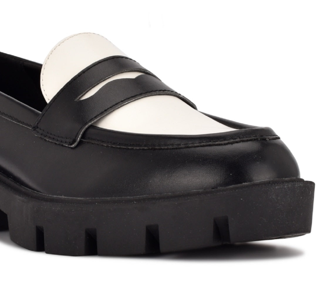 Nine West Maibel Plataforma Penny Loafer Feminino Preto Tamanho 6,5 M