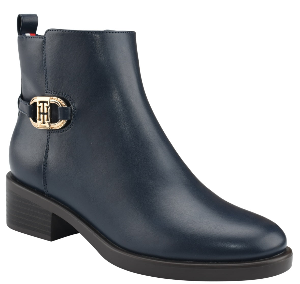 Tommy Hilfiger Imiera Faux Leather Ankle Boot Feminino Azul Tamanho 6 M