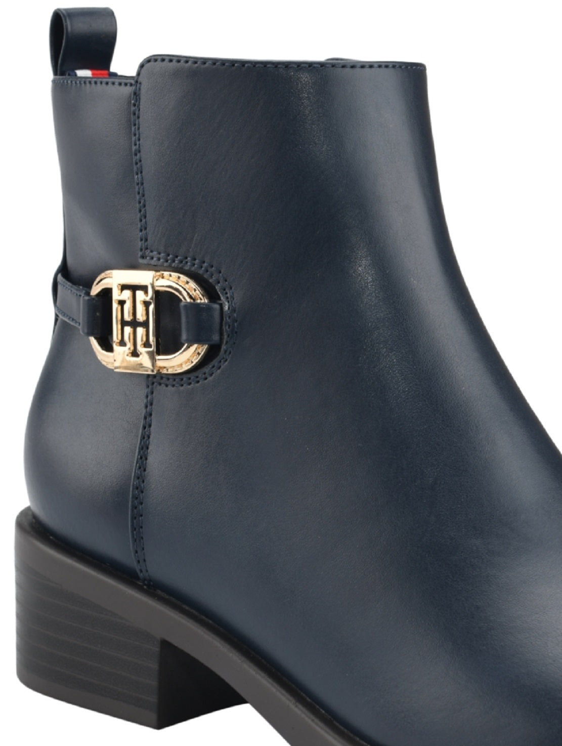 Tommy Hilfiger Imiera Faux Leather Ankle Boot Feminino Azul Tamanho 6 M