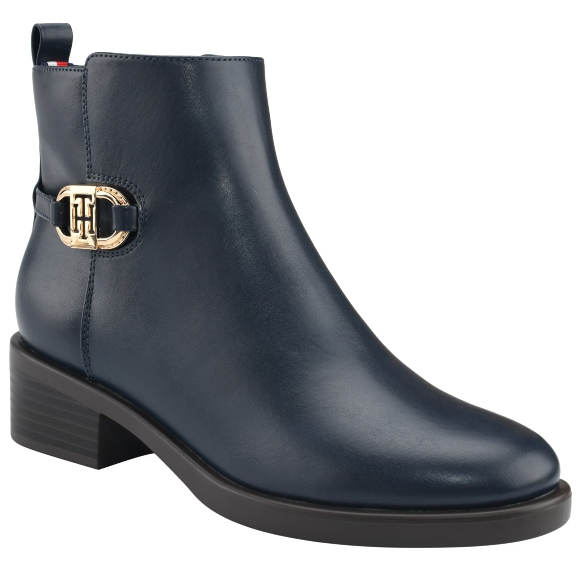Tommy Hilfiger Imiera Faux Leather Ankle Boot Feminino Azul Tamanho 10 M