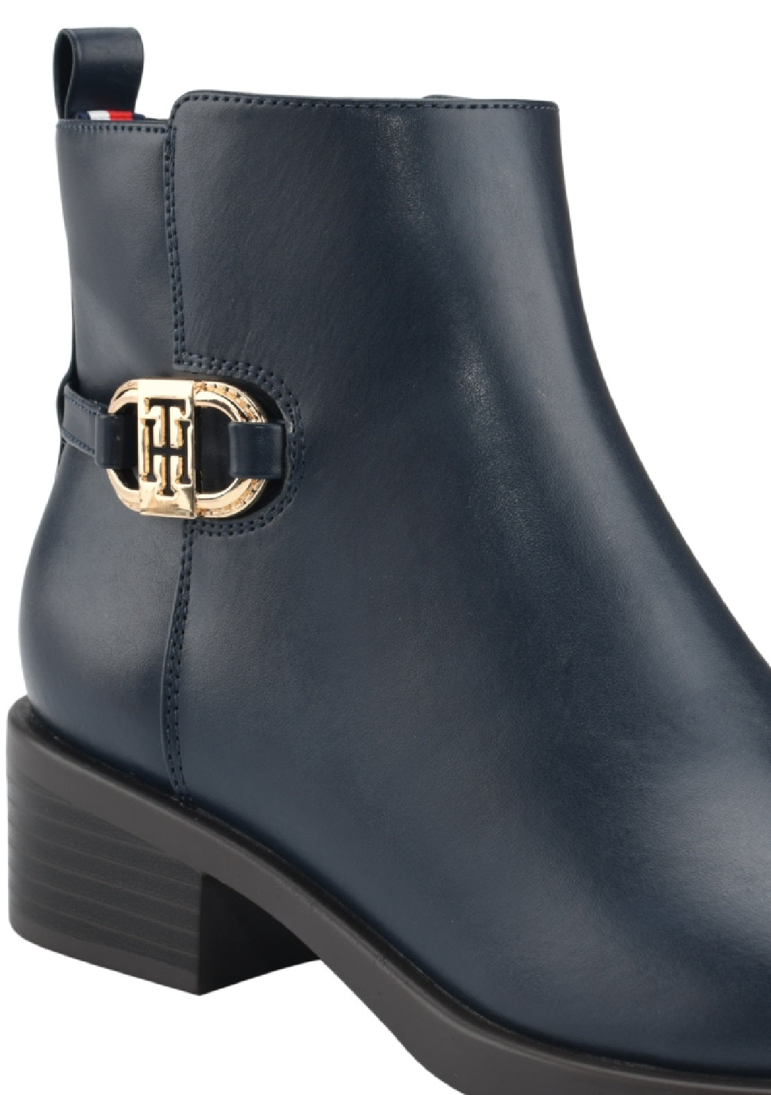 Tommy Hilfiger Imiera Faux Leather Ankle Boot Feminino Azul Tamanho 10 M