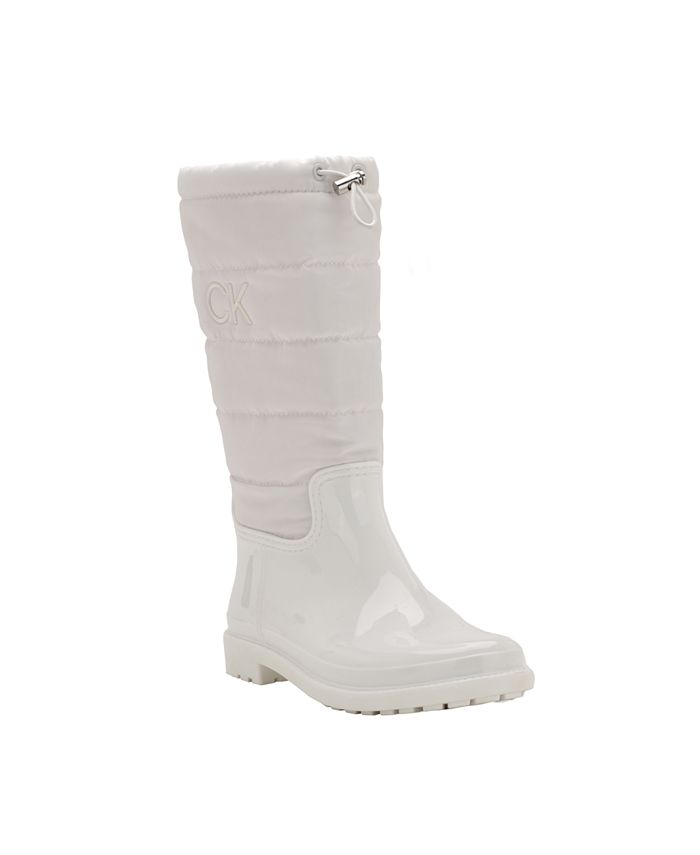 Calvin Klein Siston Pull On Lug Sole Logo Botas de Chuva para Clima Frio Brancas Tamanho 8 M