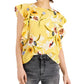 Blusa feminina estampada com babados Tinsel, amarela, tamanho pequeno grande