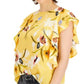 Blusa feminina estampada com babados Tinsel, amarela, tamanho pequeno grande