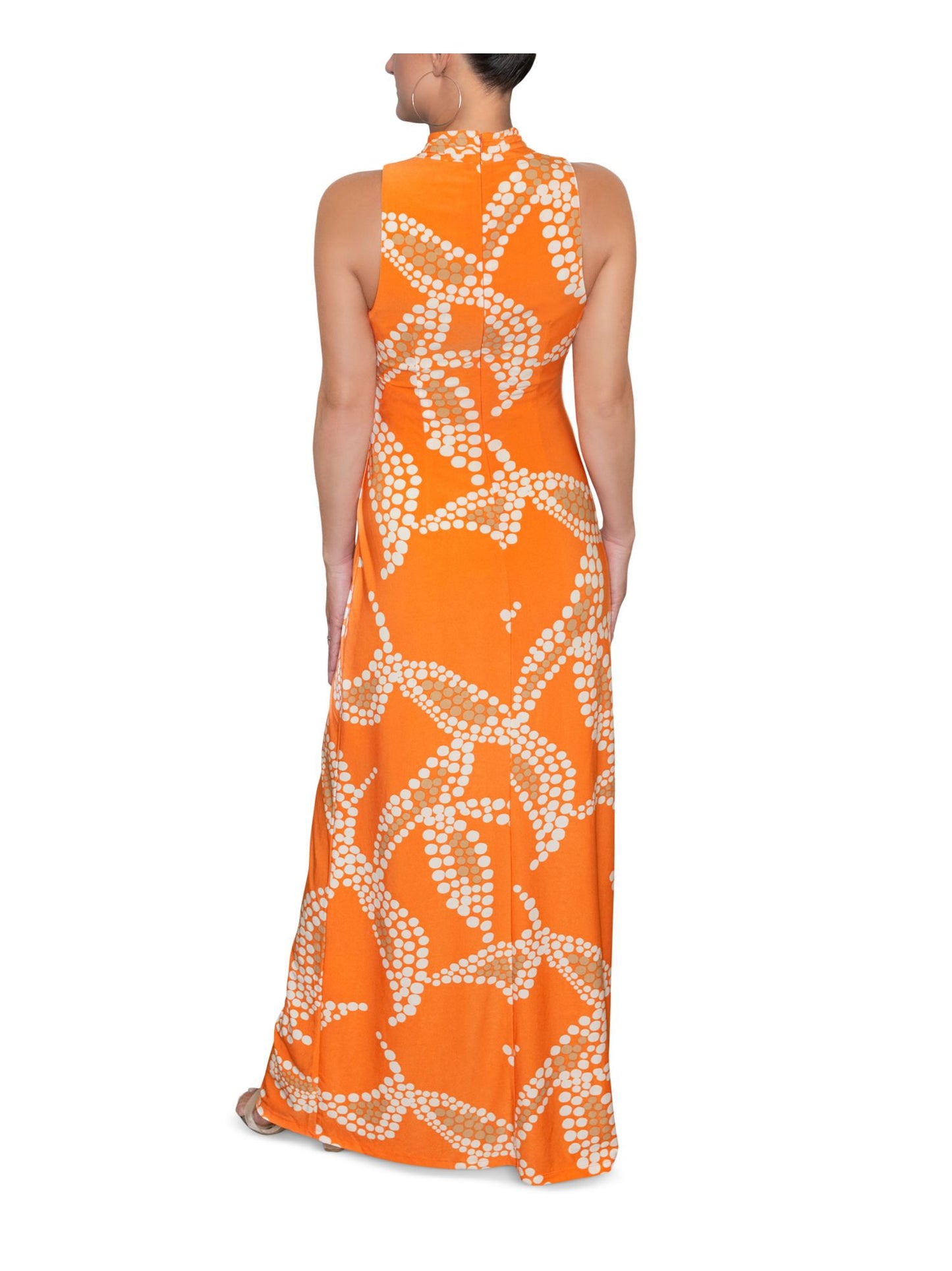 Vestido longo estampado com alças finas e franzidas Rachel Roy, tamanho médio, rosa