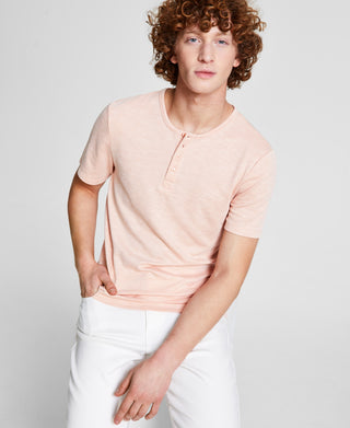 E agora esta malha macia masculina Henley rosa tamanho grande