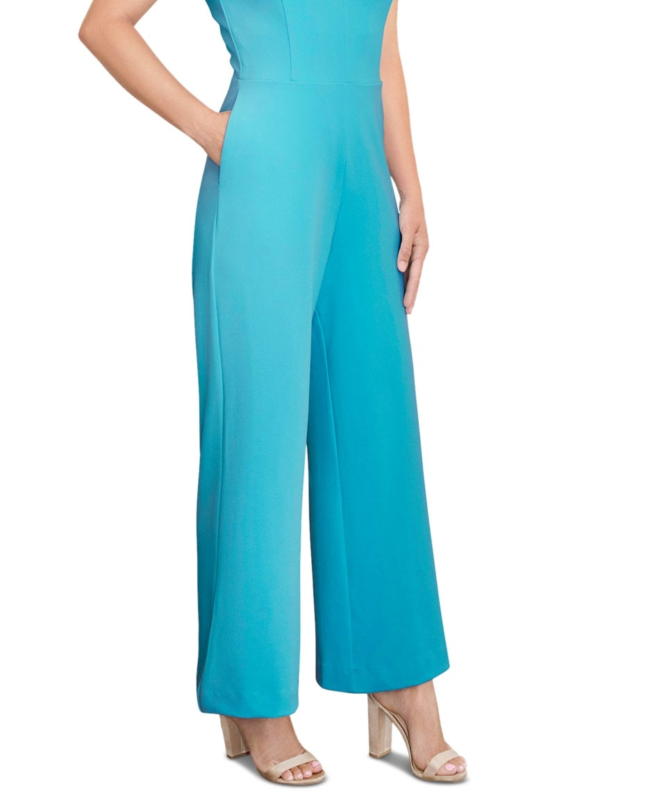 Macacão curto feminino Rachel Roy com mangas franzidas e tamanho extragrande azul