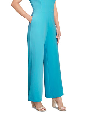 Macacão curto feminino Rachel Roy com mangas franzidas e tamanho extragrande azul