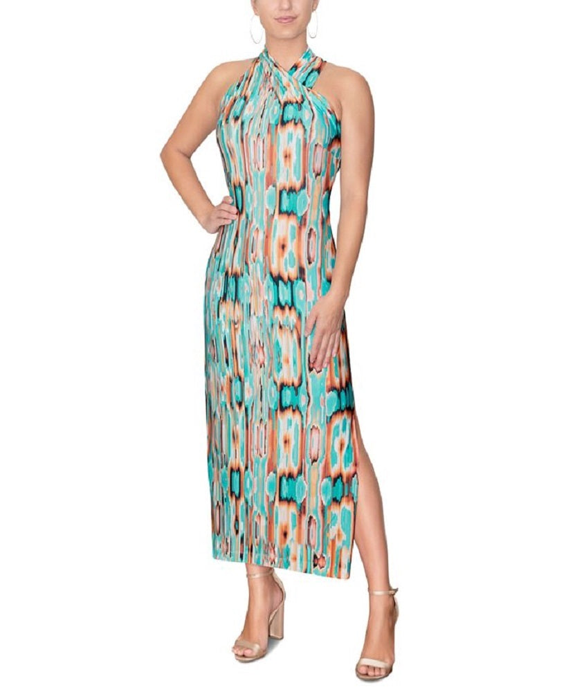 Vestido longo cruzado feminino Rachel Roy, verde, tamanho médio