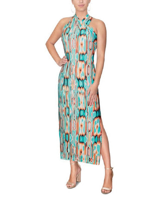 Vestido longo cruzado feminino Rachel Roy, verde, tamanho grande